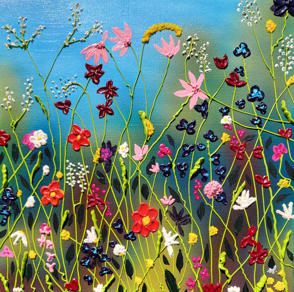 Daydreaming - Original Acrylic Wildflower Impasto Artwork 14x14"