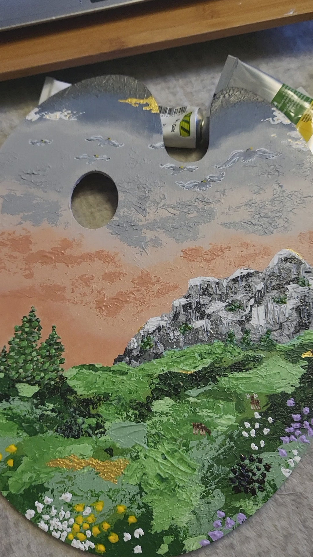 Magical View - Original Landscape Meadow Acrylic Art 9x12" Pallet