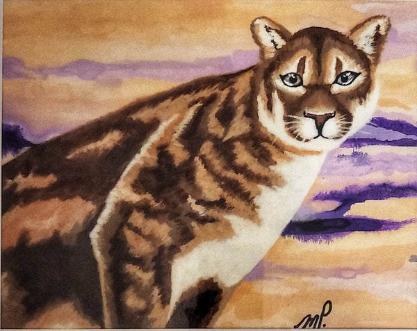 Guardian - Cougar Acrylic Artwork 12x15" Framed