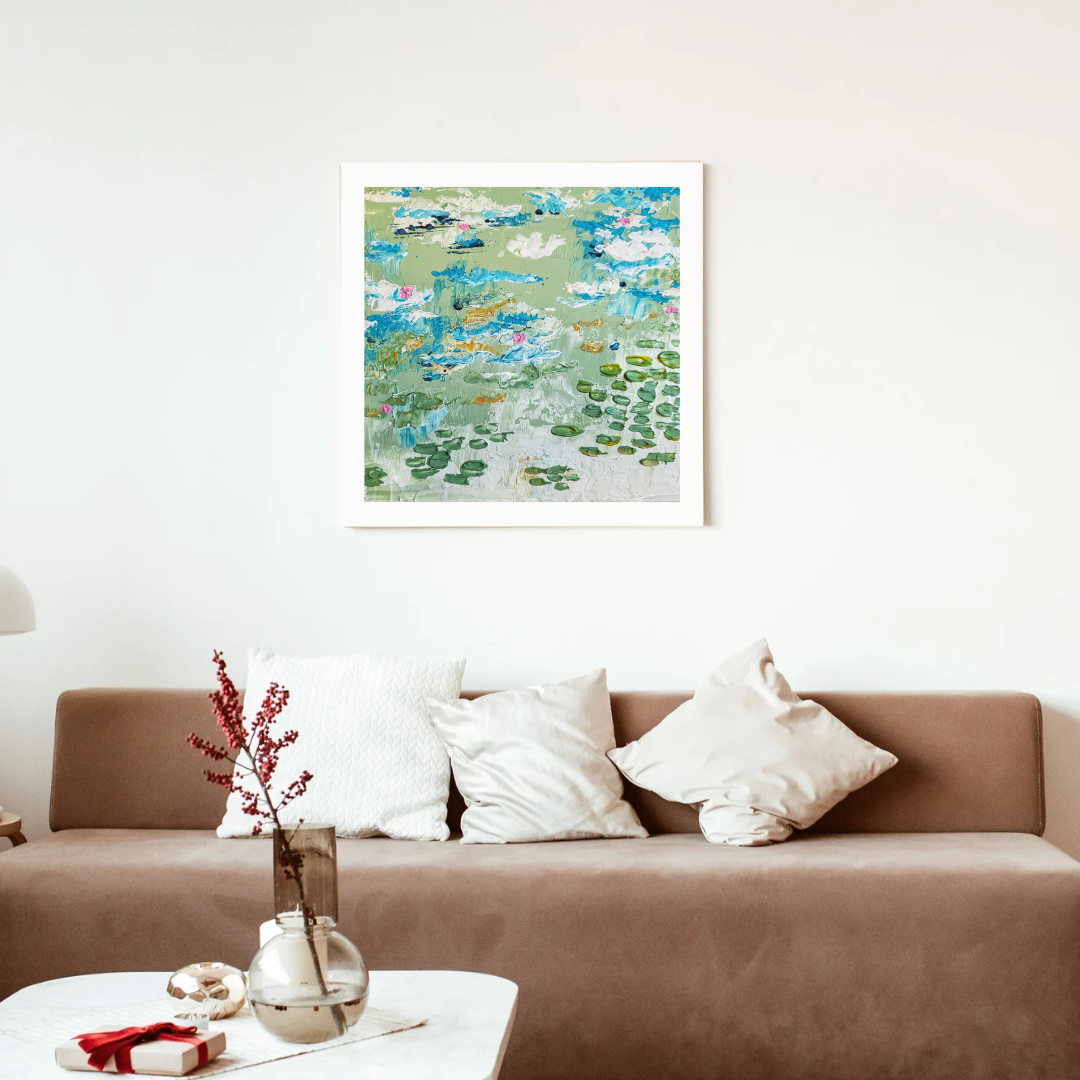 Our Spot - Original Acrylic Abstract Lily Pond Artwork 10x10"