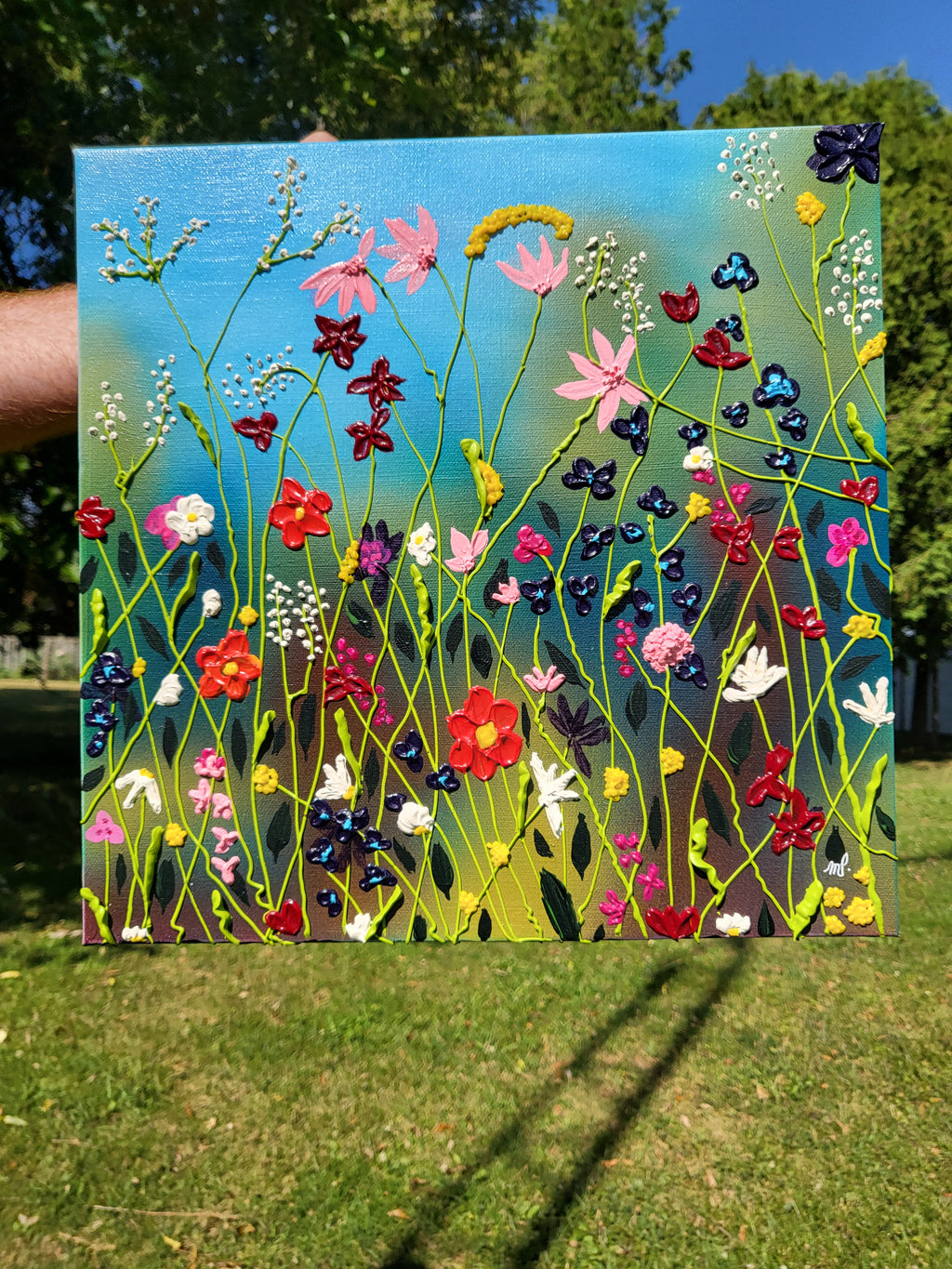 Daydreaming - Original Acrylic Wildflower Impasto Artwork 14x14"