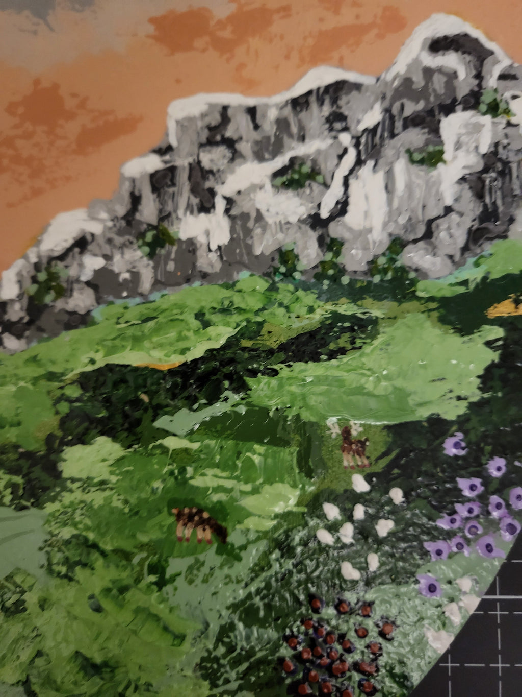 Magical View - Original Landscape Meadow Acrylic Art 9x12" Pallet