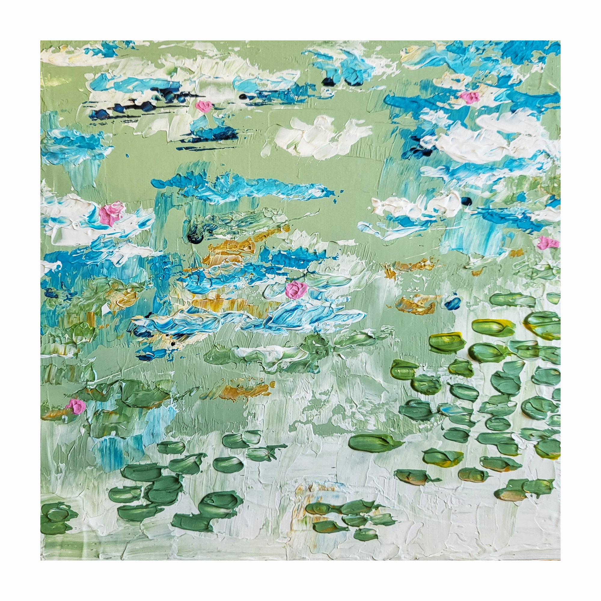 Our Spot - Original Acrylic Abstract Lily Pond Artwork 10x10"