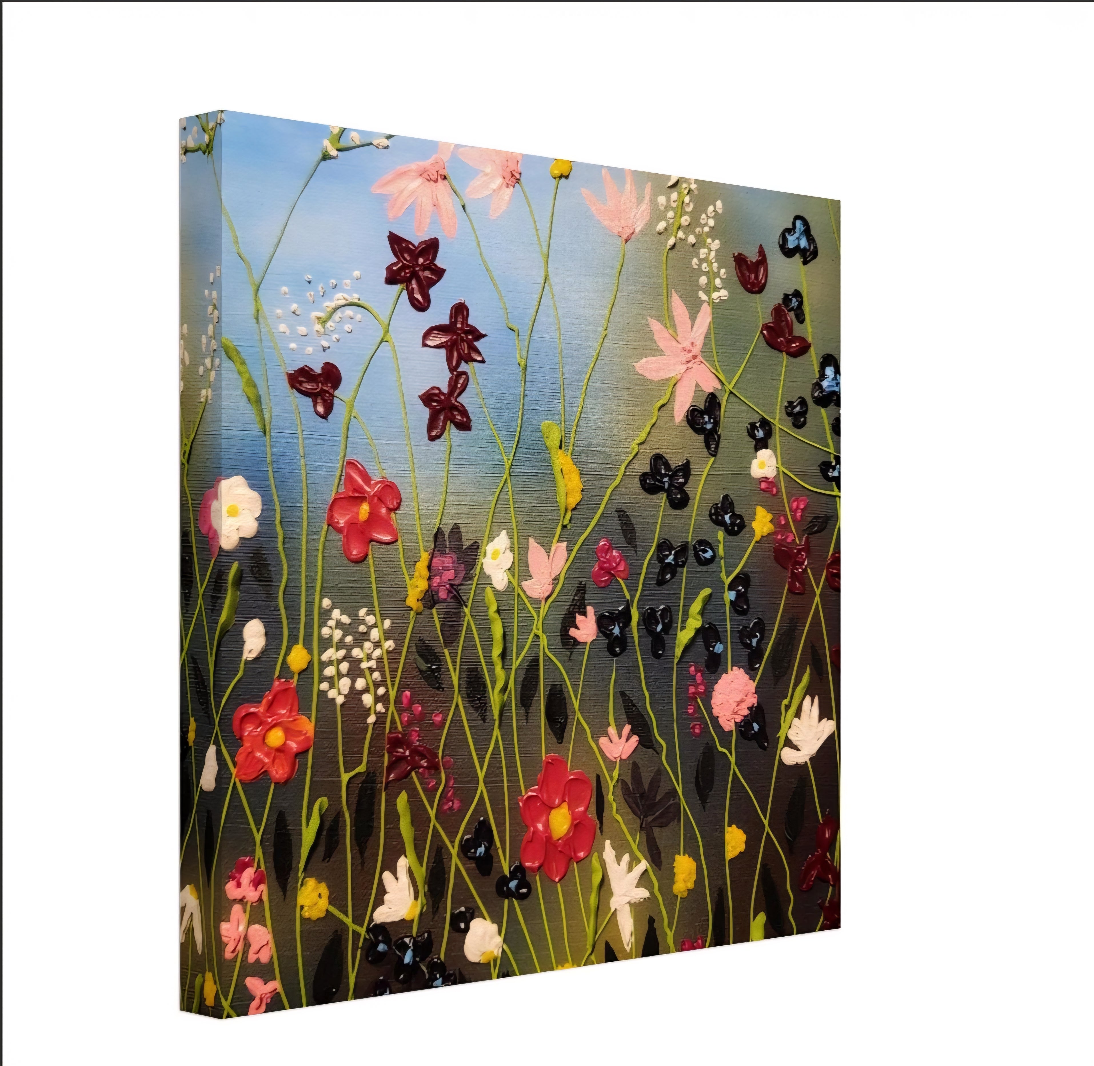 Daydreaming - Original Acrylic Wildflower Impasto Artwork 14x14"