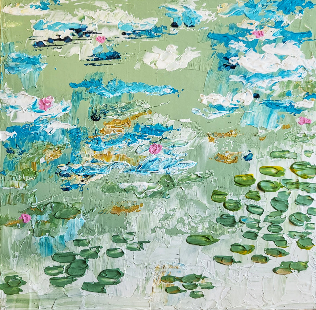 Our Spot - Original Acrylic Abstract Lily Pond Artwork 10x10"