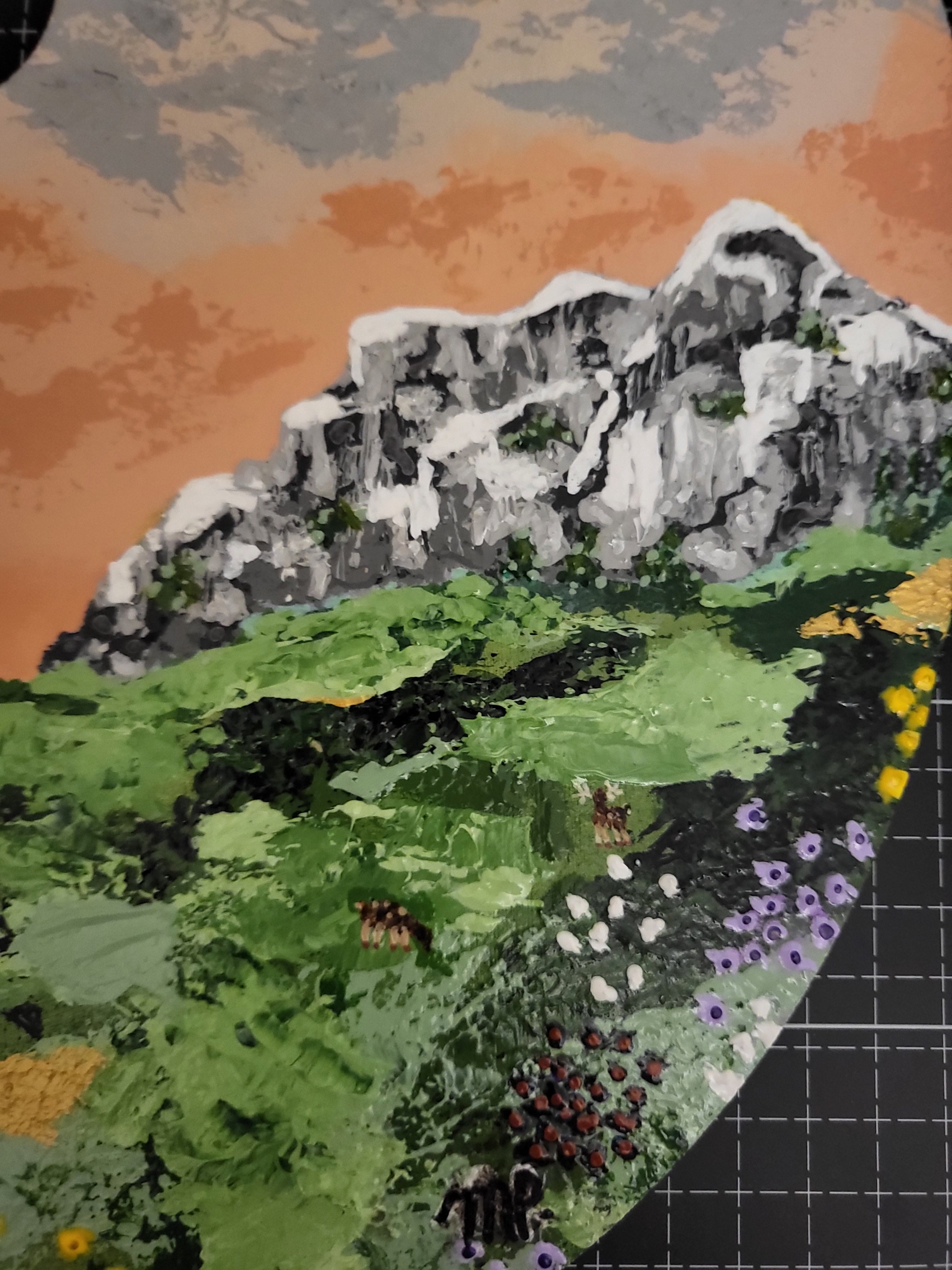 Magical View - Original Landscape Meadow Acrylic Art 9x12" Pallet