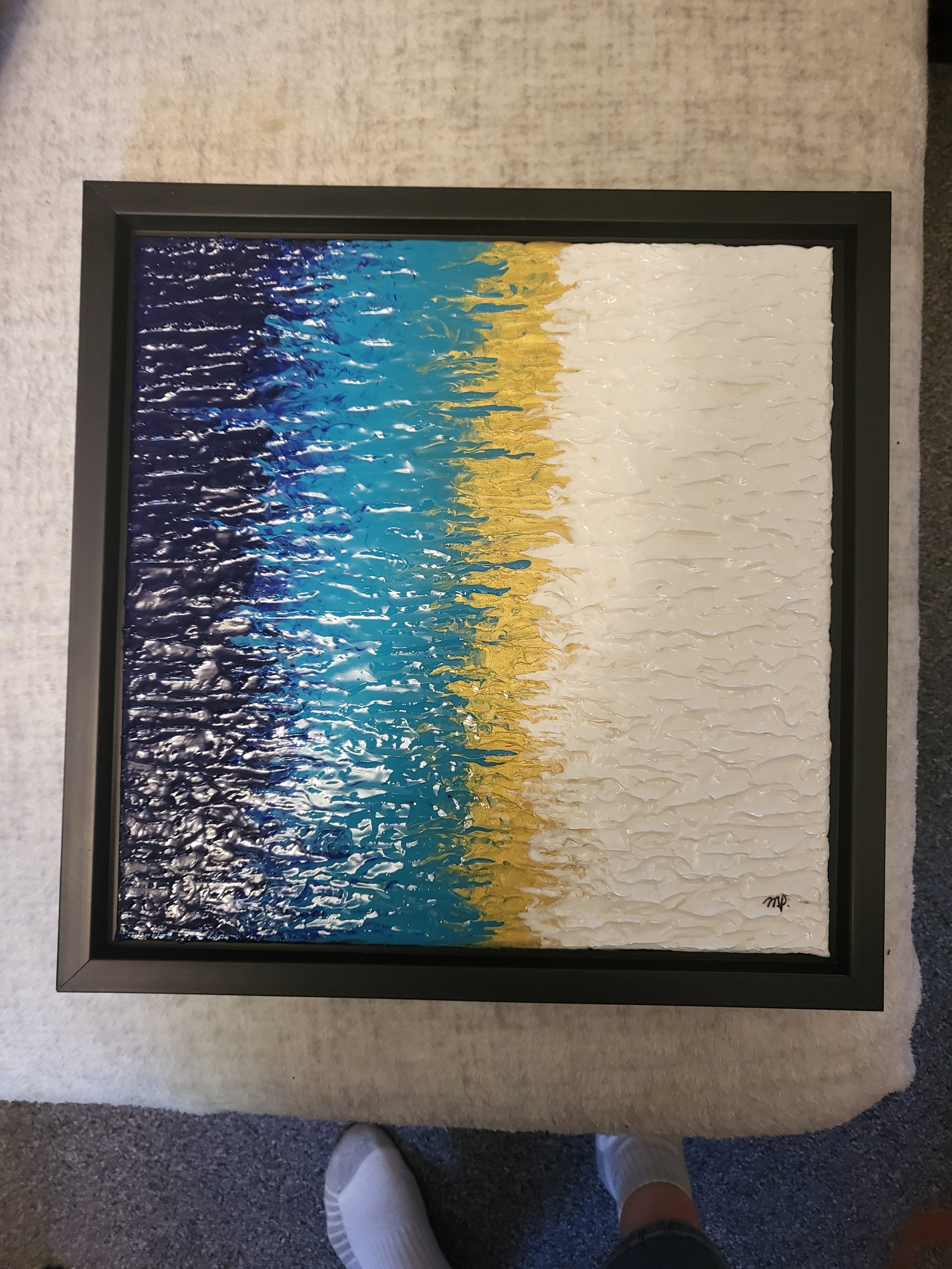 Transition - Original Acrylic Impasto Abstract Artwork 12x12" Framed