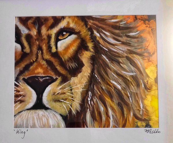 King - Lion Original  Acrylic Artwork SOLD 12x15" Framed