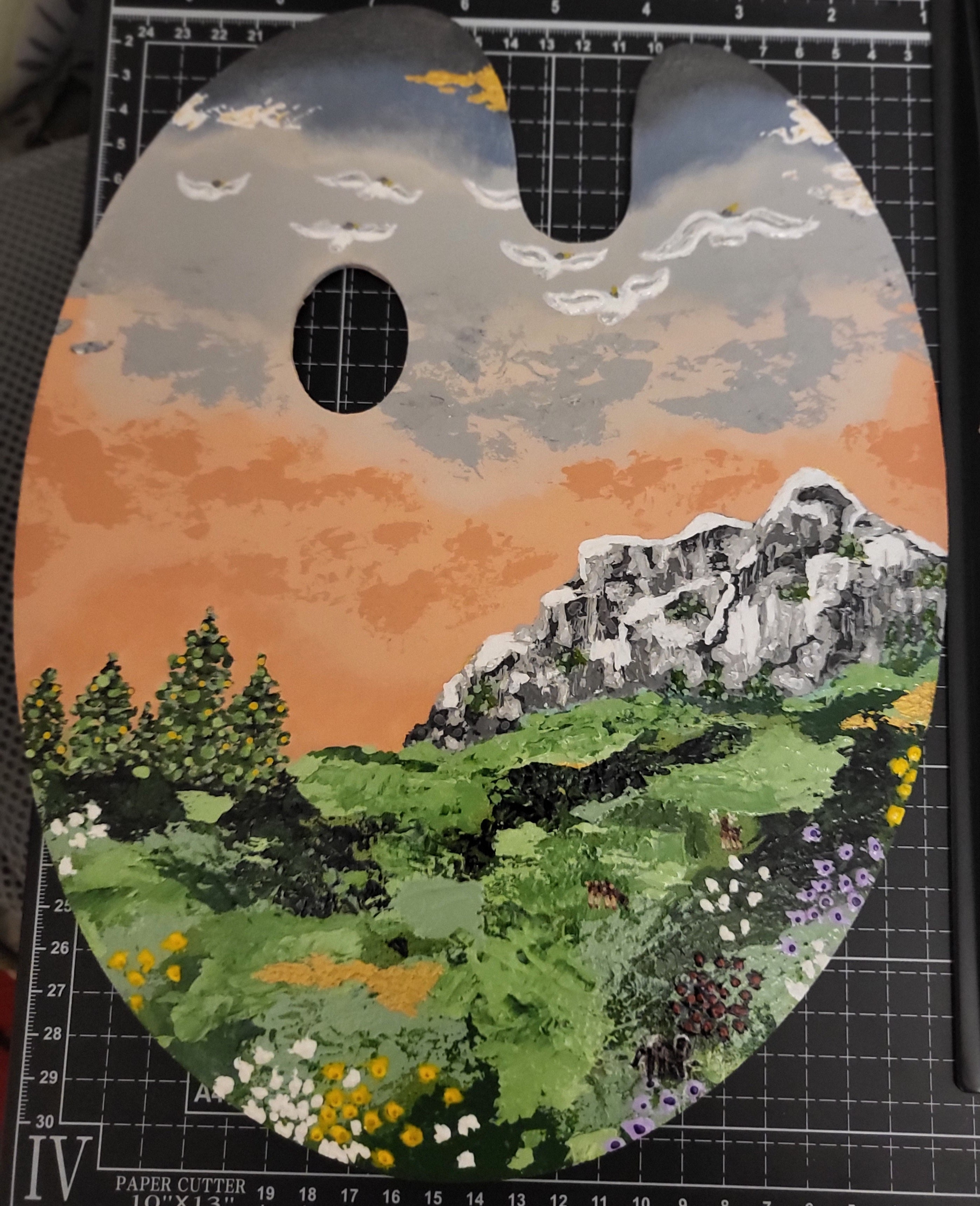 Magical View - Original Landscape Meadow Acrylic Art 9x12" Pallet