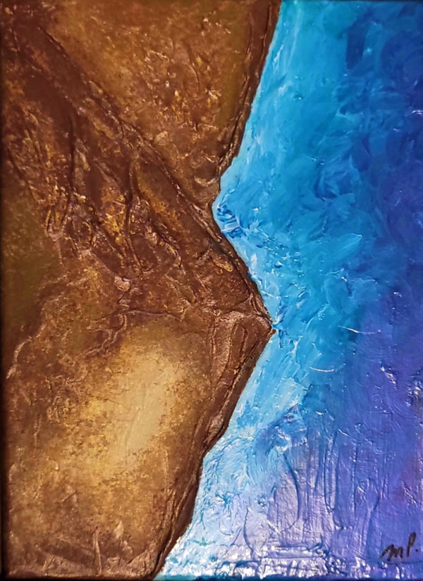 Seaside - Original Acrylic Impasto Painting 9x12" Framed