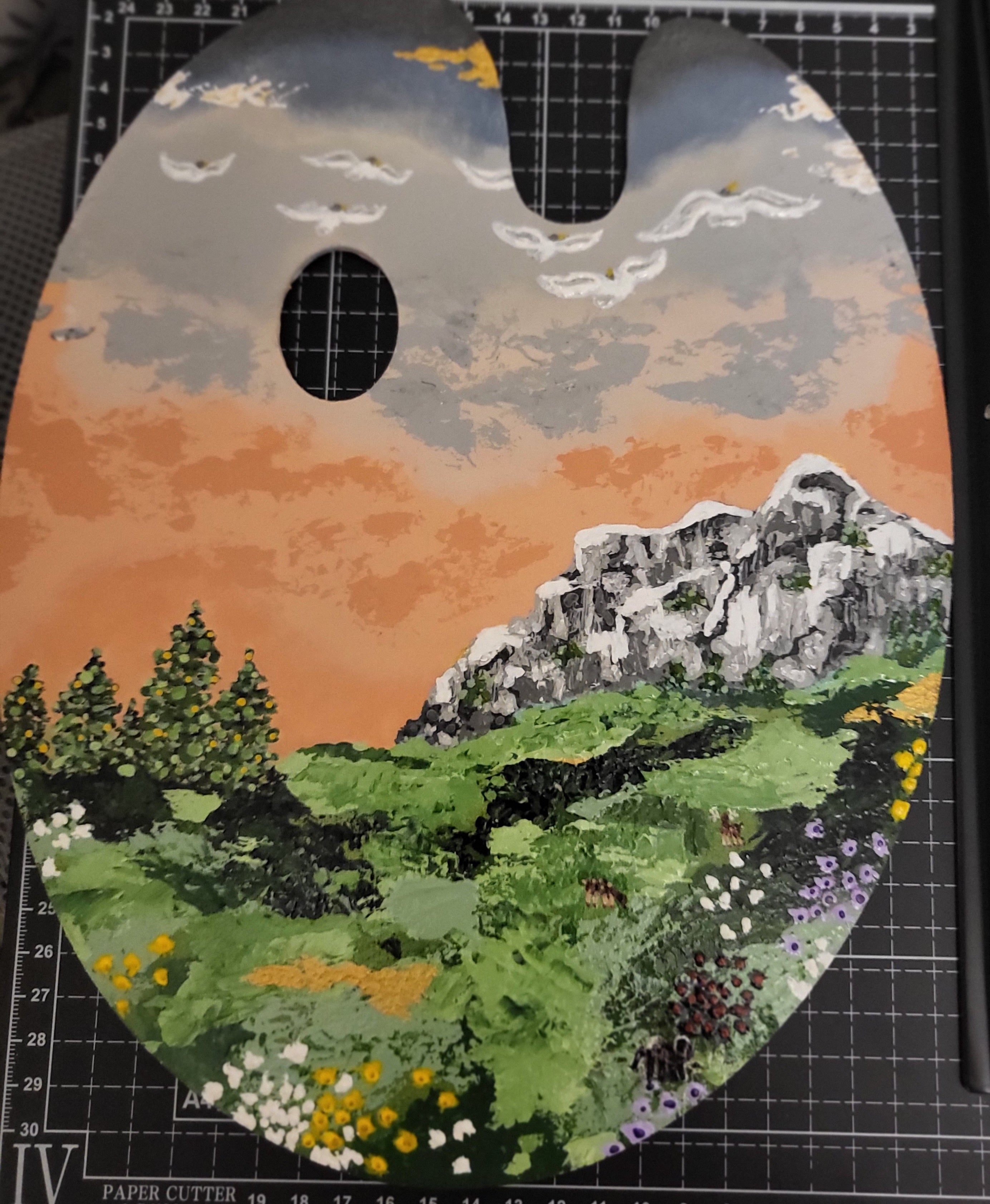 Magical View - Original Landscape Meadow Acrylic Art 9x12" Pallet