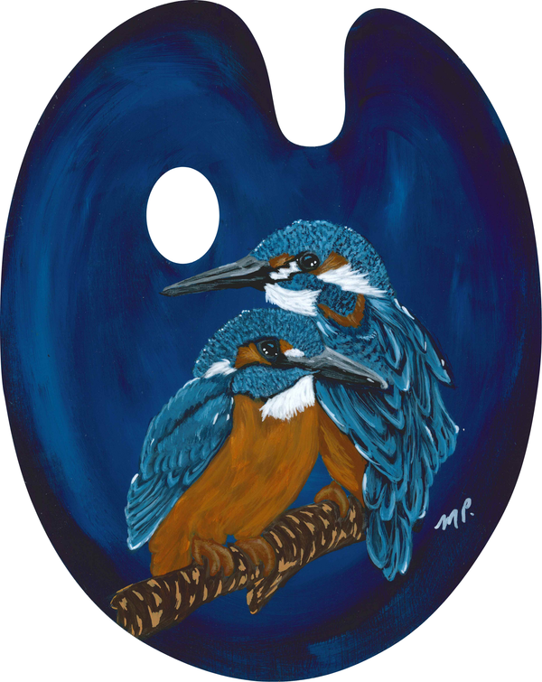 Gossips - Original Kingfisher Acrylic Artwork 9x12" Pallet