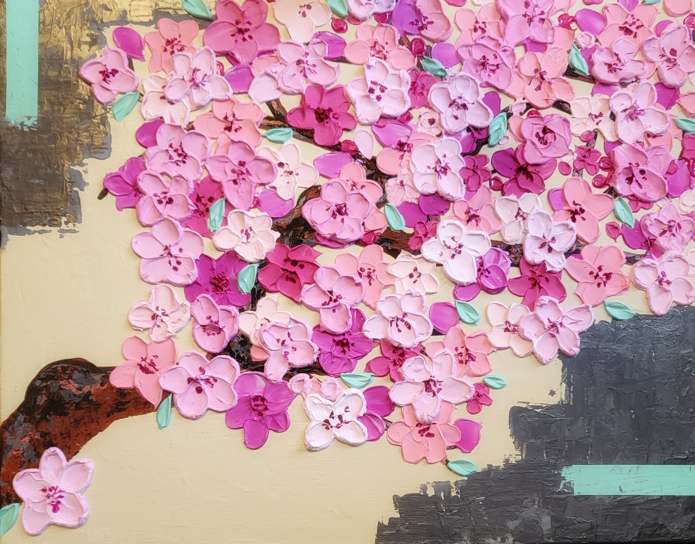 Cherry Blossoms - Original Acrylic Impasto Artwork 16x20"