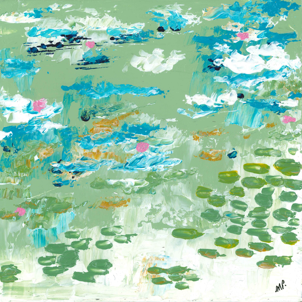 Our Spot - Original Acrylic Abstract Lily Pond Artwork 10x10"