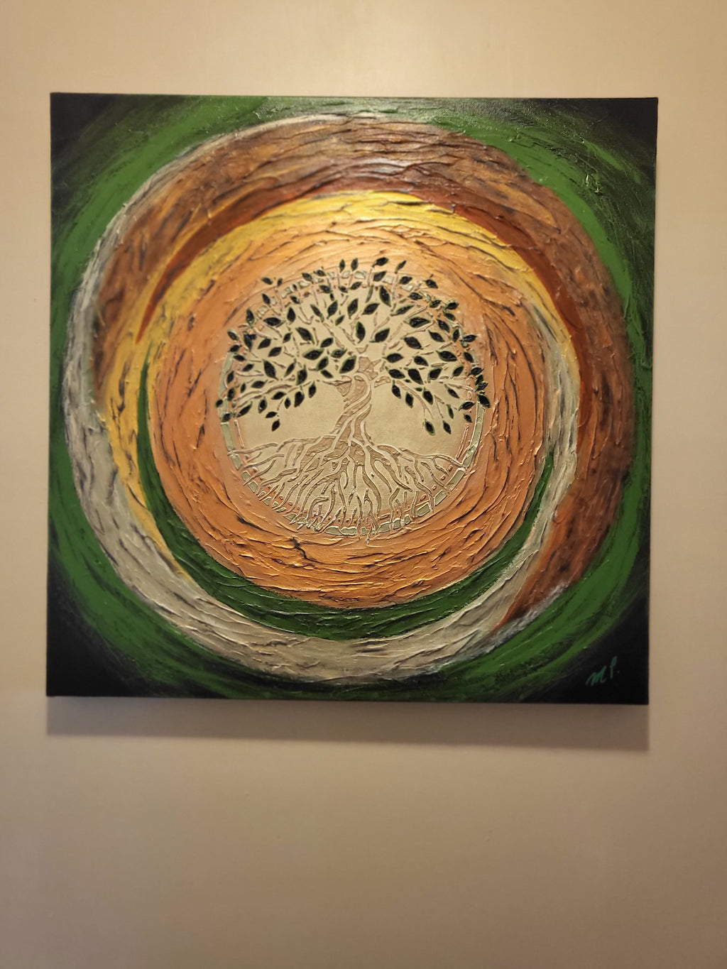 Balance - Life and Death/Good and Evil - Original Tree of Life Acrylic Textured Art 24x24"