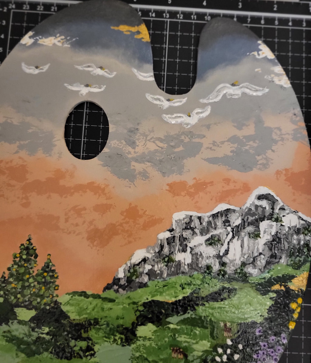 Magical View - Original Landscape Meadow Acrylic Art 9x12" Pallet